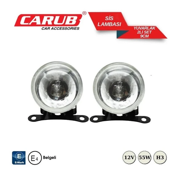 CARUB Sis Lambası Yuvarlak 9cm 12V Beyaz EMARK BELGELİ - 2