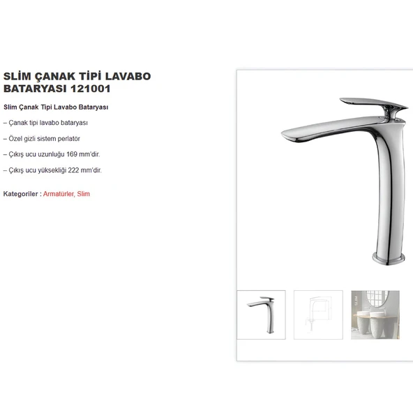 Newarc Slim Çanak Tipi Krom Lavabo Bataryası 121001 - 4