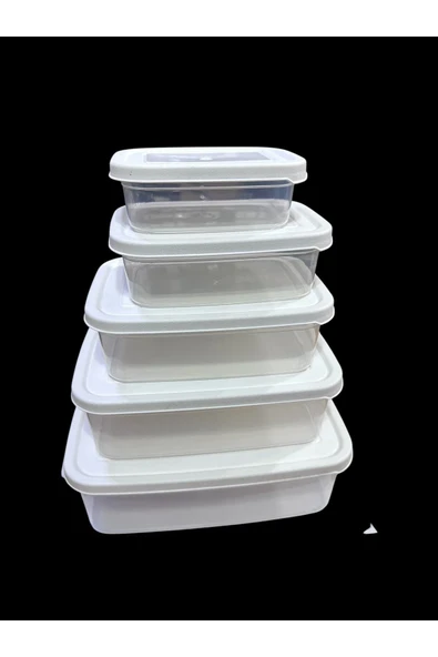 5’li Saklama Kabı Seti Farklı Boylarda, Toplam 6.94 Litre, Düzenleyici Kapaklı ürün görseli 1