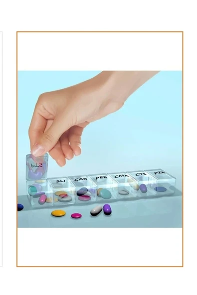 7 Gün Sıralı İlaç Saklama Kutusu Gün İsimli, Kabartma Yazılı, Taşınabilir Düzenleyici - Resim 2
