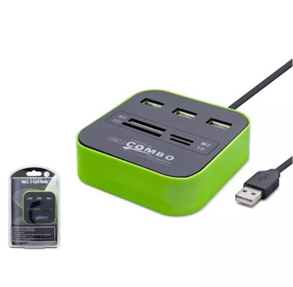 Hadron Hdx7006 Usb Hub Combo 3-Usb + Ms + Sd + M2 + Tf Yeşil ürün görseli