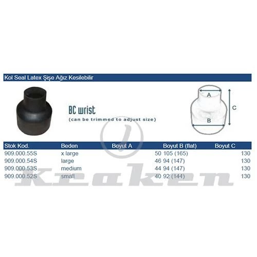 KRAKEN Kuru Elbise Kol Seal Latex Şişe Ağız HD - 2