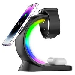 S-link SL-CW20 Telefon, Saat, Kulaklık Uyumlu 15W Siyah RGB Kablosuz Şarj Cihazı - 3
