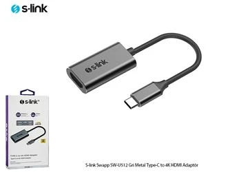 S-link Swapp SW-U512 4K@30Hz Gri Metal Type-C to 4K HDMI Adaptör - Resim 2