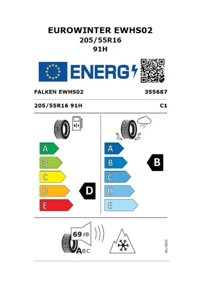 Falken 205/55R16 91H EUROWINTER HS02 2024 Üretim Kış Lastiği - 2
