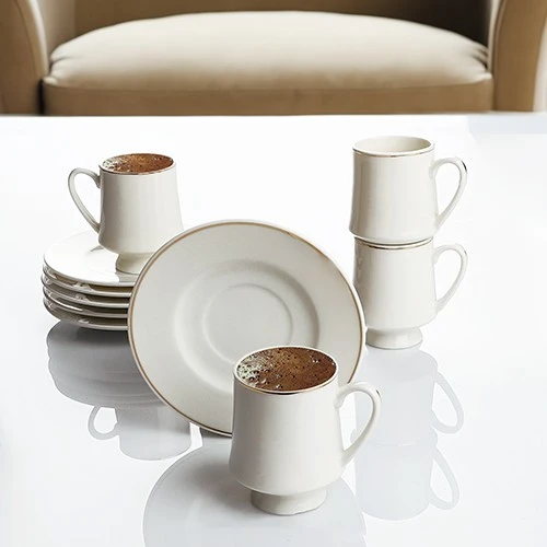 Kosova Kahve Fincan Takımı 6 Kişilik YKN06 Beyaz Gold ürün görseli 1