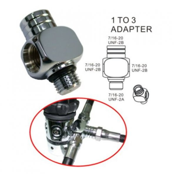 KRAKEN Regülatör Adaptör AD29 1.kd HP yüksek basınç çoklayıcı 7/16 - Resim 2