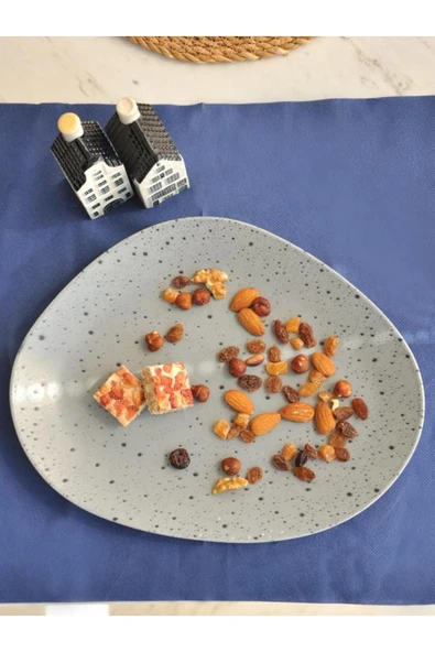 M Art  Marble Green Oval Servis Tabağı 30 cm ürün görseli 1