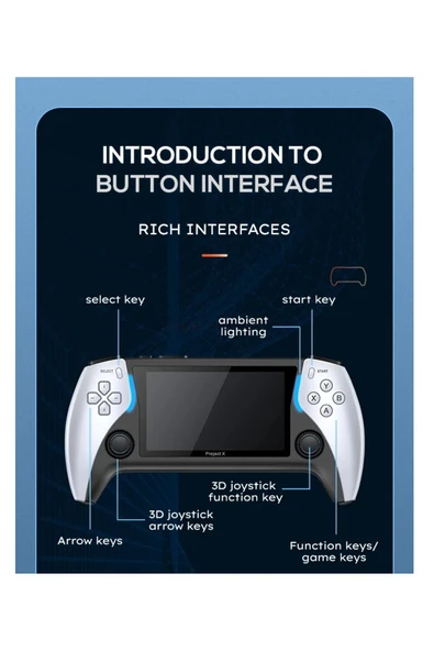 Project X Taşınabilir 4.3 İnç 4K Hd Retro Kablosuz Oyun Konsolu Atari - Resim 6