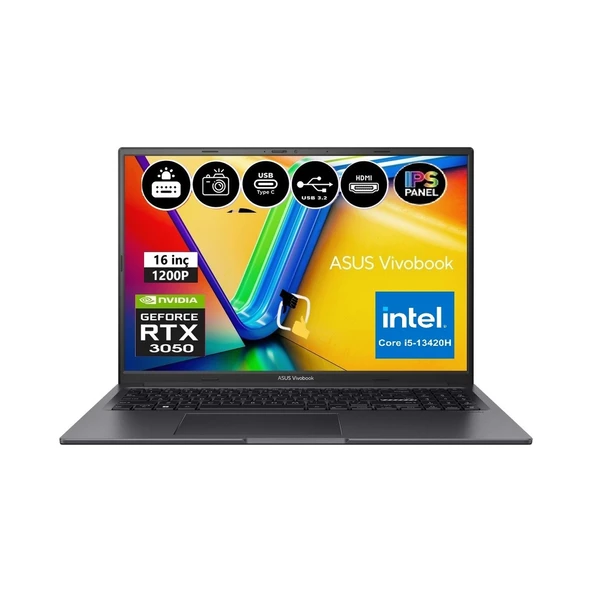 Vivobook 16X K3605VC-RP461 Intel Core I5 13420H 24GB 512GB SSD RTX3050 Windows 11 Pro 16" 144Hz Wuxga Taşınabilir Bilgisayar +Snertechçanta - Resim 2