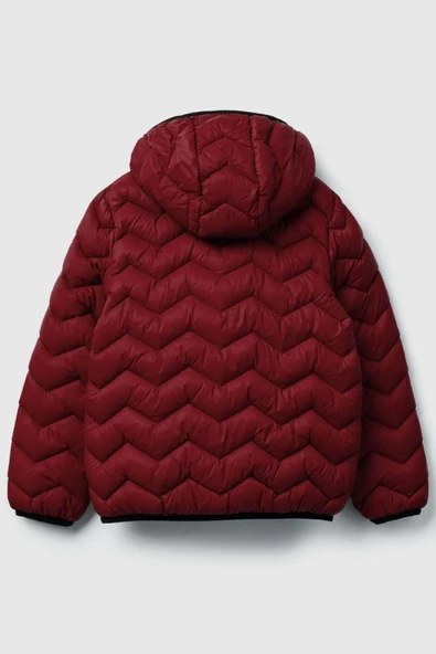 Erkek Çocuk Bordo Logo İşlemeli Mevsimlik İnce Pufa Mont - 2