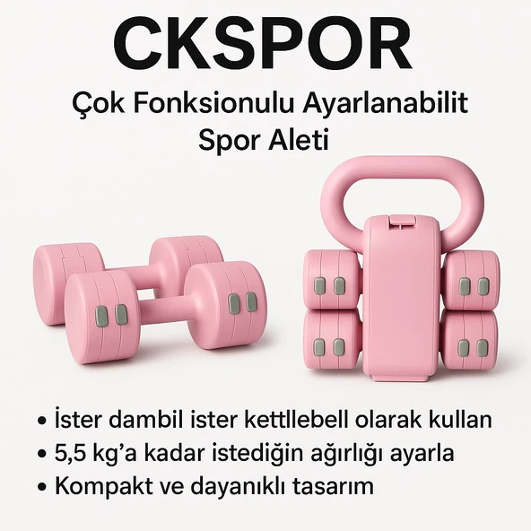 Ayarlanabilir Ağırlıklı Dambıl ve Kettlebell Seti 5,5 Kg Fitness Egzersiz Ağırlık Antrenmanı - 1