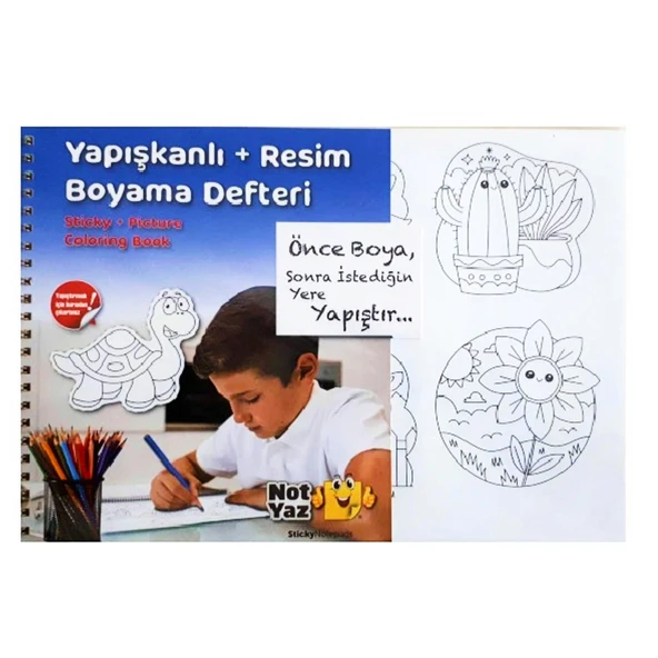 NotYaz 20x28 21 Sayfa Yapışkanlı Boyama+Resim Defteri Kağıt Bant Hediyeli-Erkek Çocuk (RB-0547) ürün görseli