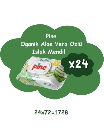 Pine Kapaklı Islak Mendil 1koli (24 Paket) Toplam 1728 Yaprak