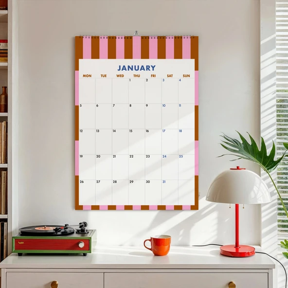 2026 Duvar Takvimi, Aylık Planlayıcı Takvim, 33X48 cm & A4 Takvim, Renkli Soyut Modern Sanat Duvar Takvimi ürün görseli 1