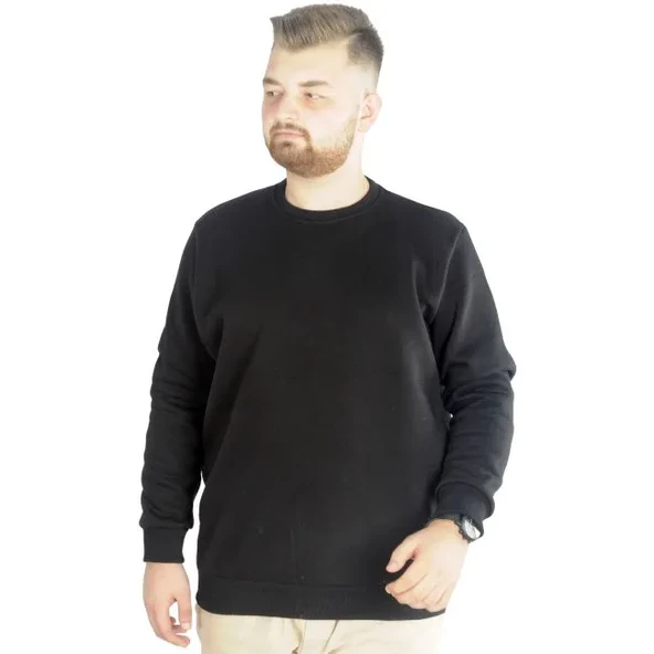 Erkek Sweatshirt Bisiklet Yaka Basic 20131 Siyah - 3