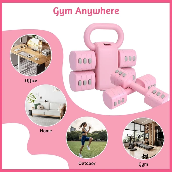 Ayarlanabilir Ağırlıklı Dambıl ve Kettlebell Seti 5,5 Kg Fitness Egzersiz Ağırlık Antrenmanı - 10