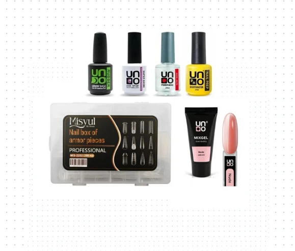 Fontenay Uno PolyJel Nude 30G+ProtezTırnak Tips ÜstForm JelTips+BaseCoatTopCoatPrimerDehydrator - 1