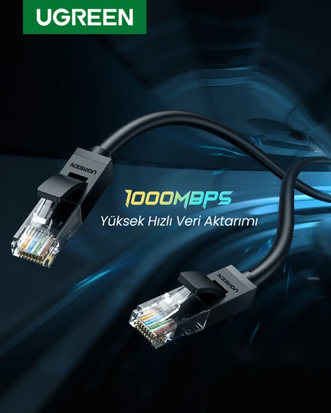 UGREEN CAT6 Ethernet Kablosu, 5 Metre, Siyah, 20162 - 2