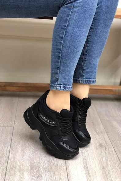 Flet 209 Siyah Kadın Spor Sneaker - Resim 5