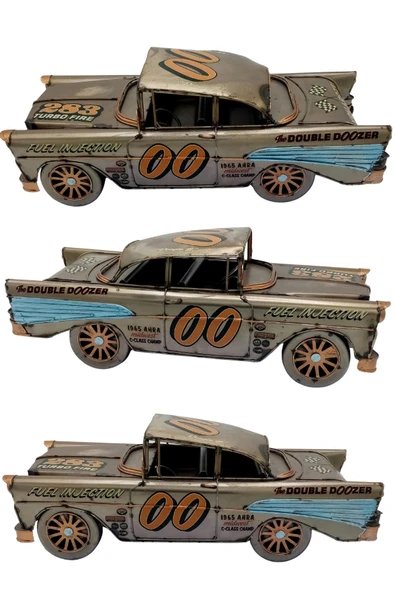 Vintage Koleksiyon Eskitme Chevrolet Belair Nostaljik Metal Araba 31 cm - 10
