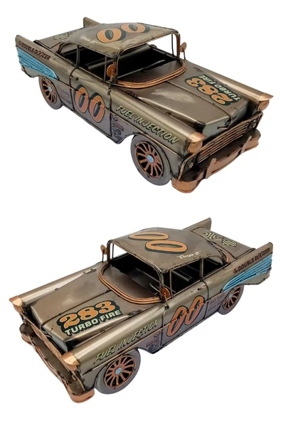 Vintage Koleksiyon Eskitme Chevrolet Belair Nostaljik Metal Araba 31 cm - 11