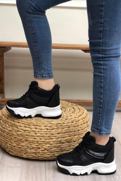 Flet 209 Siyah-Beyaz Kadın Spor Sneaker - Resim 4