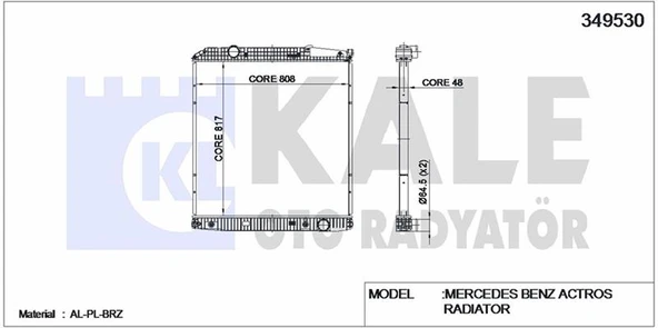 Mercedes Truck Su Radyatoru Mercedes Actros (cercevesiz) / (at) - Kale 349530 ürün görseli