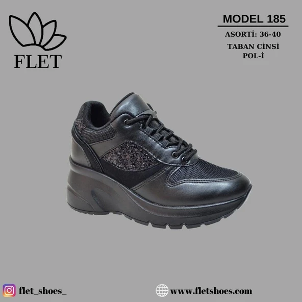 Flet 185 Siyah Kadın Spor Sneaker ürün görseli