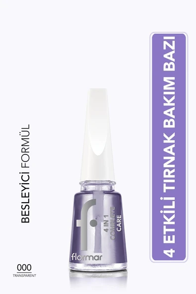 Flormar 4'ü 1 Arada Bakım Yapan Tırnak Koruyucu Cila - 4 in 1 Complete Base Coat - 000 - 8682536059299 ürün görseli 1