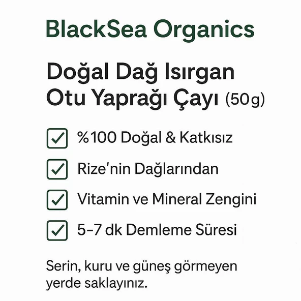 BlackSea Organics  Doğal Dağ Isırgan Otu Yaprağı Çayı (50 g) - Resim 4