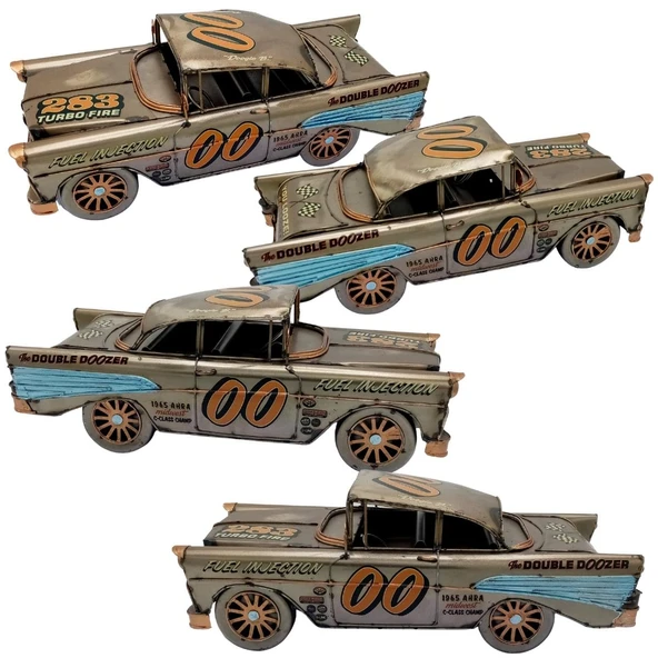 Vintage Koleksiyon Eskitme Chevrolet Belair Nostaljik Metal Araba 31 cm - 4