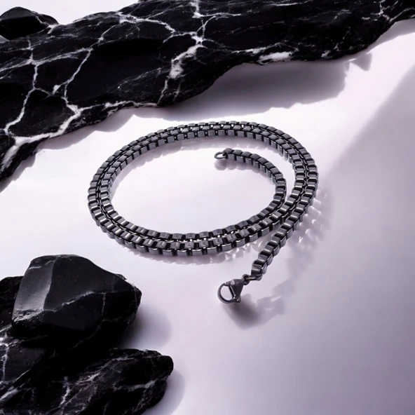 Kare Arnavut Çelik Kolye 4Mm 3183CEK053 - Resim 2