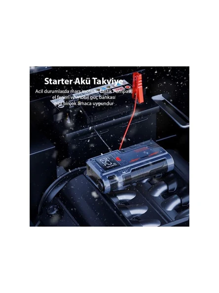 Pro Tasinabilir Göstergeli Araç Lastik Sisirme ve Starter Akü Takviye Seti - Resim 2