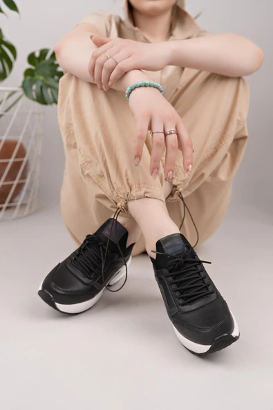 Flet 121 Siyah-Beyaz Kadın Spor Sneaker - Resim 4