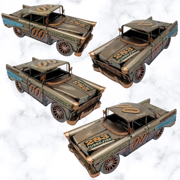 Vintage Koleksiyon Eskitme Chevrolet Belair Nostaljik Metal Araba 31 cm - 3
