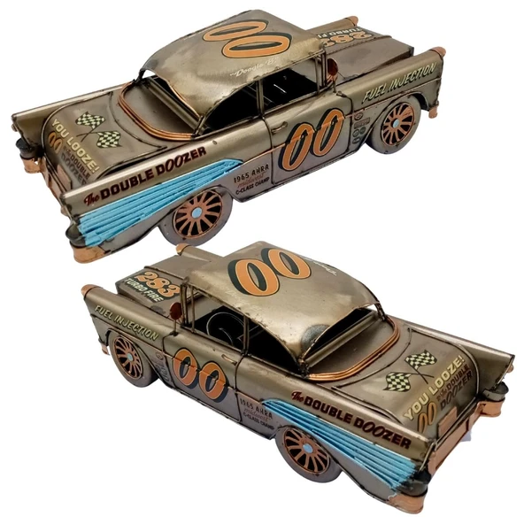 Vintage Koleksiyon Eskitme Chevrolet Belair Nostaljik Metal Araba 31 cm - 5