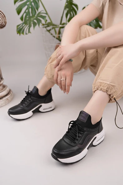 Flet 121 Siyah-Beyaz Kadın Spor Sneaker - Resim 2