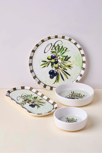 Perotti Olives 14 Parça Seramik 6 Kişilik Kahvaltı Takımı Çok Renkli - Resim 3