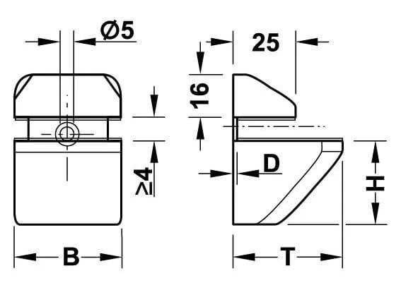 Raf Tutucu Cam-ahşap Parlak Krom 4-25 Mm. - 2 Adet - Resim 2