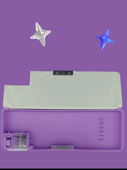 Fixpoint Çift Taraflı, Çift Kalemtıraşlı, Cüzdan Tipi Mor Kalem Çantası/Kalemlik - Resim 4