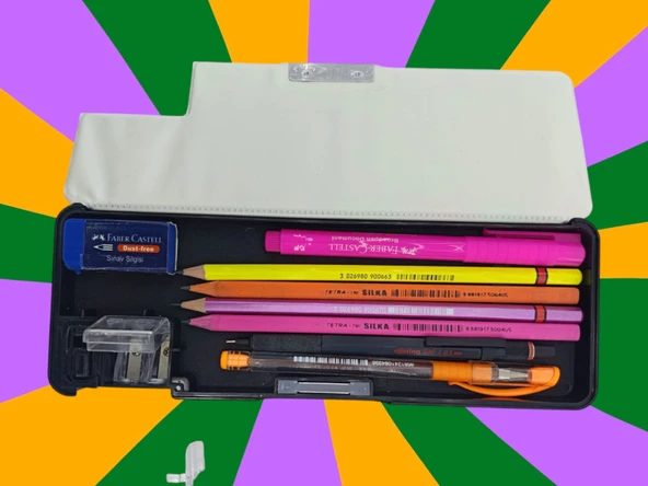 Fixpoint Çift Taraflı, Çift Kalemtıraşlı, Cüzdan Tipi Araba Figürlü Kalem Çantası/Kalemlik - Resim 5