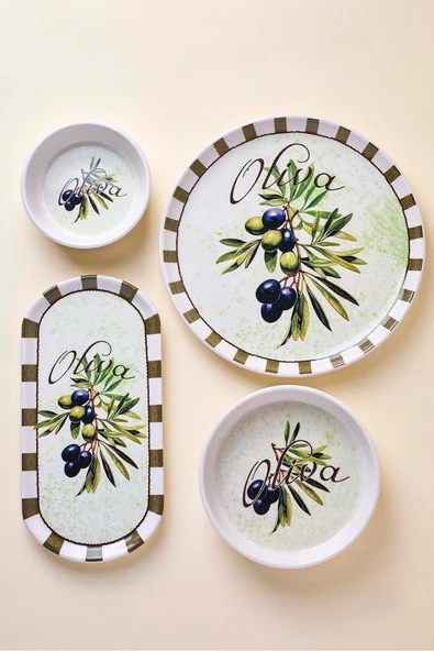 Perotti Olives 14 Parça Seramik 6 Kişilik Kahvaltı Takımı Çok Renkli - Resim 2