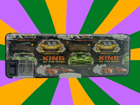 Fixpoint Çift Taraflı, Çift Kalemtıraşlı, Cüzdan Tipi Araba Figürlü Kalem Çantası/Kalemlik - Resim 3