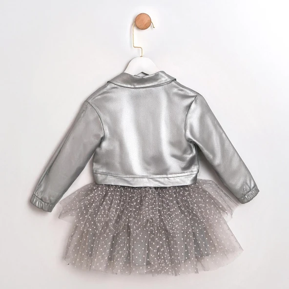 Kız Çocuk Griselle Deri Ceketli Tütü Etekli 3'lü Takım CMN-3741 - Resim 3