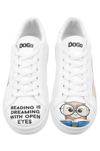 Dogo Kadın Vegan Deri Beyaz Sneakers - The Wise Owl Tasarım - 12