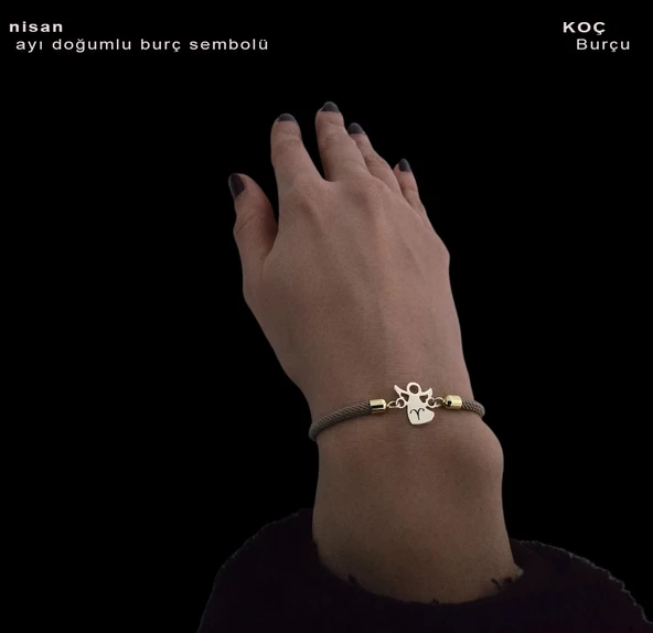 Doğum Ayına Özel 14 Ayar Altın Plakalı Mevlana Figürlü Kahverengi Örgü İpli Hediye Bileklik-335 - Resim 2