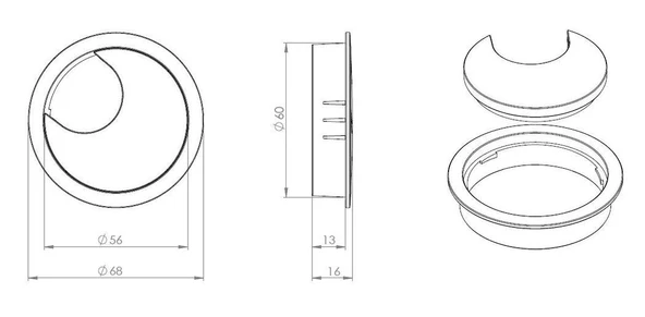 Mat Siyah Boyalı Zamak Kablo Kapağı 60 Mm - Resim 2