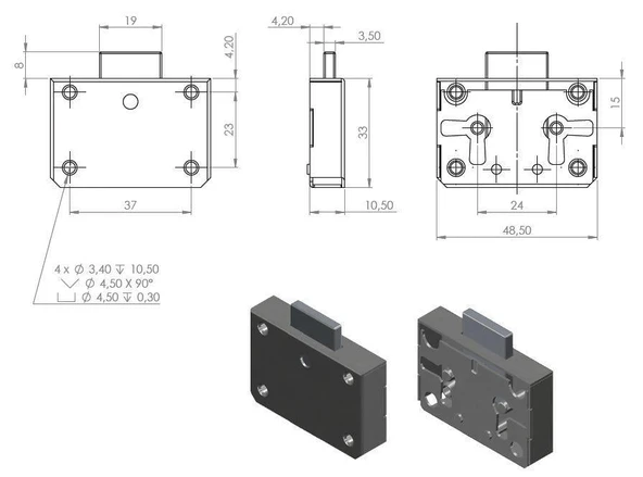 Kapazlama Sandık Kiliti Cerman Yale 15 Mm. Nikel - Resim 4