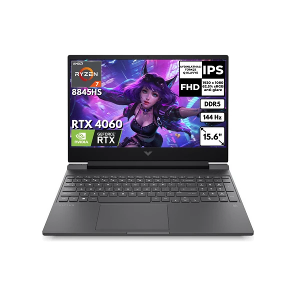 Victus 15-FB2003NT Ryzen 7 8845HS 32 GB 512 GB SSD 8gb RTX4060 15.6" 144Hz Fhd Freedos Gaming Laptop A05NGEAAT12 ürün görseli 1